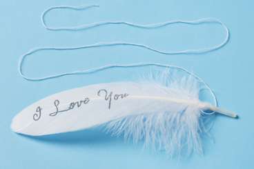 3190072 Federn 17cm 4St I Love you grau 