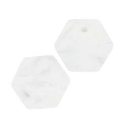 3264145 Schnulli Perle 6eck 14mm 3St marm 