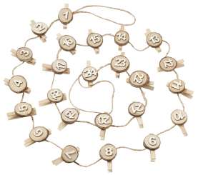 3270089 Adventszahlen Holzscheibe m.Holzklammer creme 