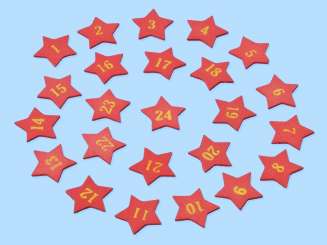 3270105 Holzsterne Zahlen 1-24 rot, 25mm 