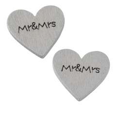3270246 Herz Streuteil Mr & Mrs 3cm, 10St, grau 