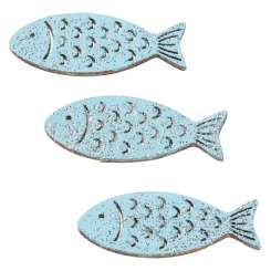 3270305 Fische Holz Glimmer, 4cm, 6St. türkis 