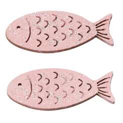 3270320 Fische mit Glimmer, 40mm, 6St. rosenholz 
