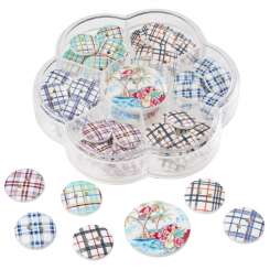 3270322 Holzknöpfe Karo, farbig sort. 50St. 1,5cm/3cm 