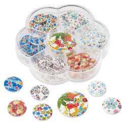 3270323 Holzknöpfe Blumen, farbig sort. 50St. 1,5cm/3cm 