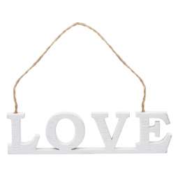 3270422 Holz-Schild Love, 9, 5cm, weiss 5St 