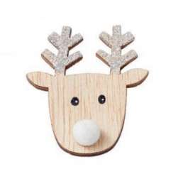 3270476 Holz-Deko Elch  6cm, silber 