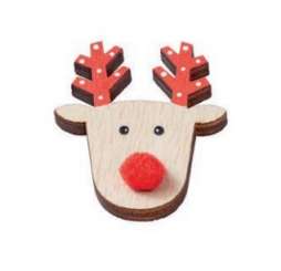 3270478 Holz-Deko Rentier  5cm, rot 