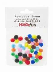 3425201 Pompons 10mm farbig sortiert  50St 