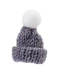 3450225 Strick-Mütze  4,5cm, dunkelgrau 2St 