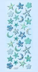3451191 Sticker Mond Sterne türkis /hellblau 