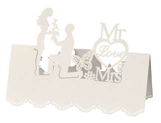 3451485 Tischkarte Mr. & Mrs. I,  12,5x11cm, 5St. creme 