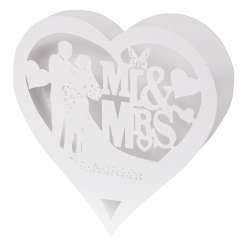 3451488 Tischkarte Mr. & Mrs. III,  16x8cm, 5St. weiss 