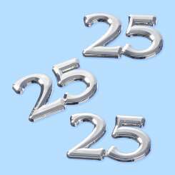 3451952 Streuteil Zahl 25 1,5cm 50St. silber 