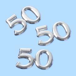 3451953 Streuteil Zahl 50 1,5cm 50St. silber 