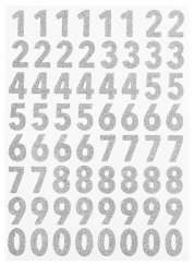 3453425 Glitzer Sticker Zahlen silber 