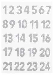 3453437 Glitzer-Sticker Advent 1-24 silber 