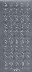 3460134 Sticker Zahl 6      silber 
