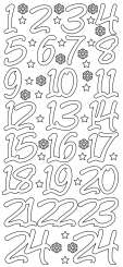 3460409 Sticker  Adventszahlen 1 - 24  gold 