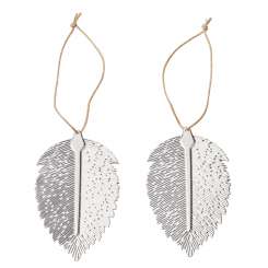 3471131 Metall-Blätter, 7cm, silber, 2St 