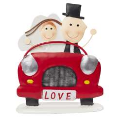 3473210 Hochzeitspaar Auto 9x10,5cm,metall 
