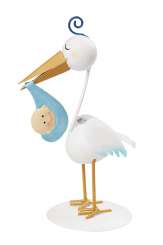 3473212 Storch blau, ca. 18 cm, metall 