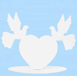 3473218 Herz mit Taube, weiss, 16cm 