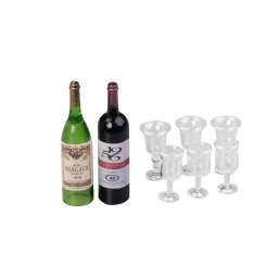 3481310 Weinflaschen + Gläser 2 Fl. und 6 Gläser 4.5 cm 