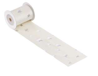 3508060 Stoff Sternen 8cmx2m creme/silber 