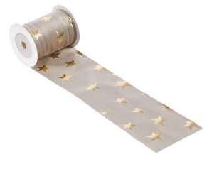 3508062 Stoff Sternen 8cmx2m taupe/gold 