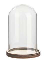 3750411 Glas-Glocke mit Holzboden 7,5x12cm 