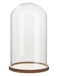 3750412 Glas-Glocke mit Holzboden 11 x 16cm 