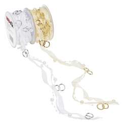 3822408 Band mit Perlen - Ringen 5m creme-gold 