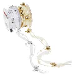 3822418 Band mit Perlen - Tauben 5m weiss-silber 