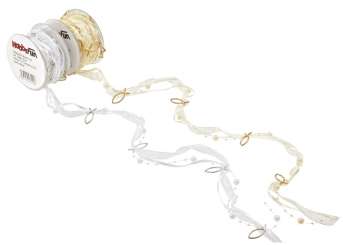 3822435 Band Perlen+Fischen 5m creme/gold 