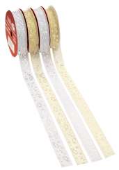 3822673 Band Organza Fisch  20m weiss silber 