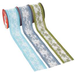 3823752 Band Leinen-optik Spitze   60mm/10m jeansblau 