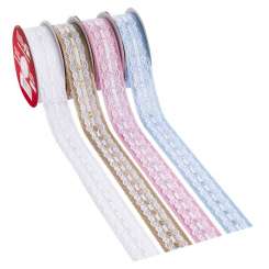 3823972 Band Leinen-optik/Spitze 40mm x 10m hellblau  