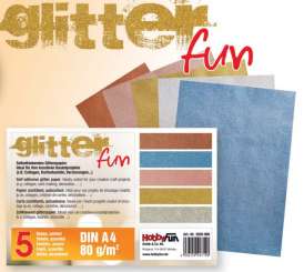 3830900 GlitterFun, selbstklebend Glitzerpapier A4,5 Bg sort. 80 g/m² 
