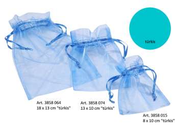 3858015 Organza-Säckli 8x10cm   12St türkis 