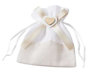3858213 Stoffbeutel  Herz 12x14cm creme 3St 