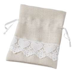 3858215 Stoffbeutl  Spitze 9,5x14 beige 3St 