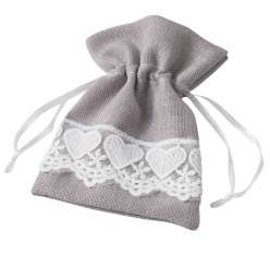 3858217 Stoffbeutl  Spitze 9,5x14 grau 3St 