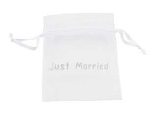 3858326 Organza-Säckchen JuSt. Married, 10x13cm, 5St. weiss/silber 