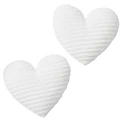 3859013 Stoff-Herz 6cm,  2St weiss 