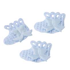 3860024 Strickschühchen3.5x3.5cm Blau 10St 