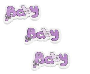 3860828 Holzstreuteile Baby ca.3cm, rosa, 12St, 2-fach sort. 