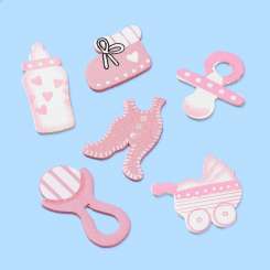 3860860 Holzstreuteile Baby rosa sort. à 12St 