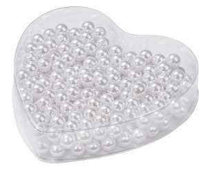 3861220 Herzbox Wachsperlen 8mm weiss 50gr. 
