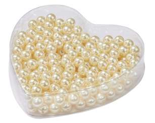 3861221 Herzbox Wachsperlen 8mm creme 50gr. 